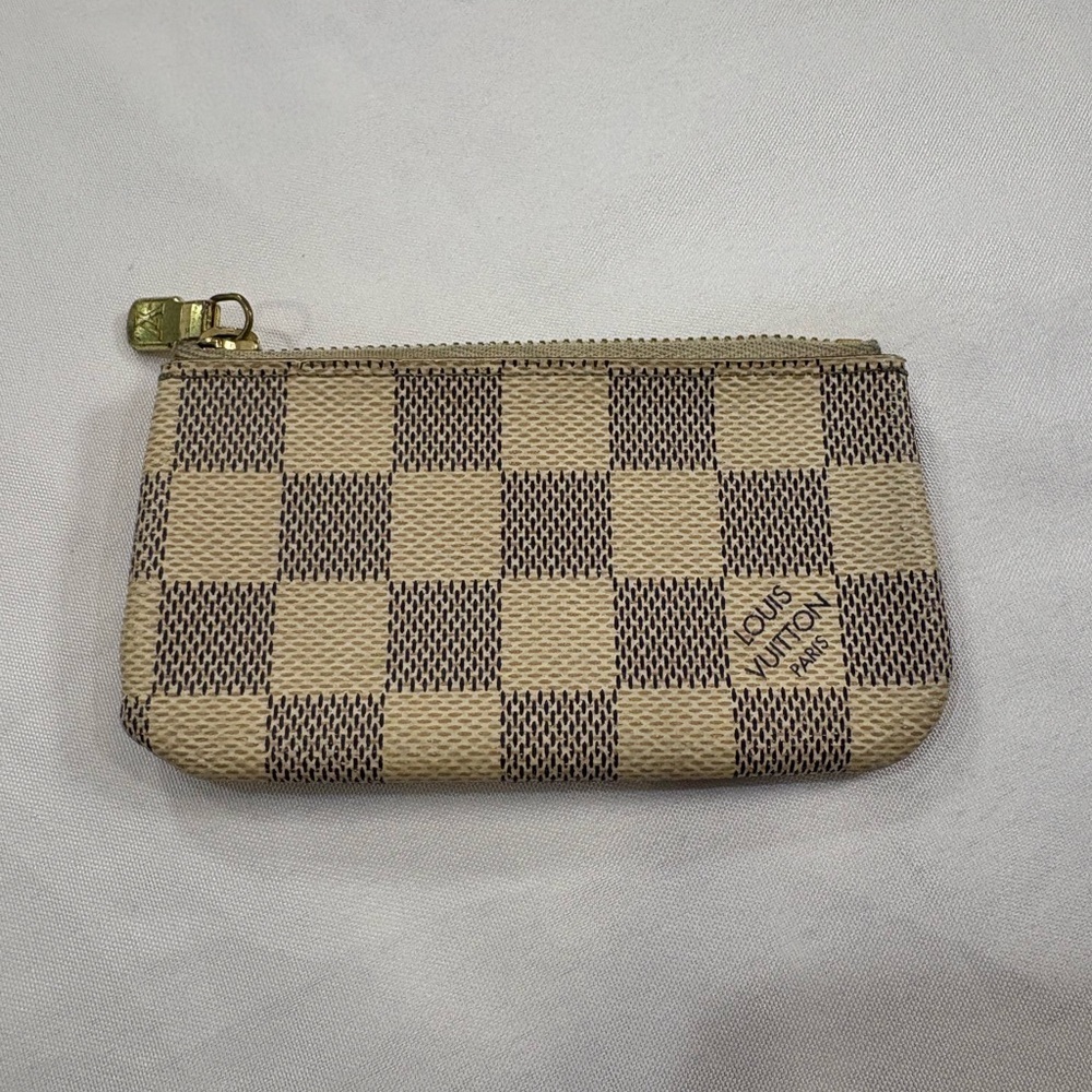 LOUIS VUITTON Key Pouch Key Cles Wallet Damier Azur Key Chain Coin Pouch